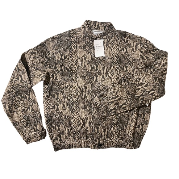 Twill Python Print Bomber Jacket - Picture 2 of 8